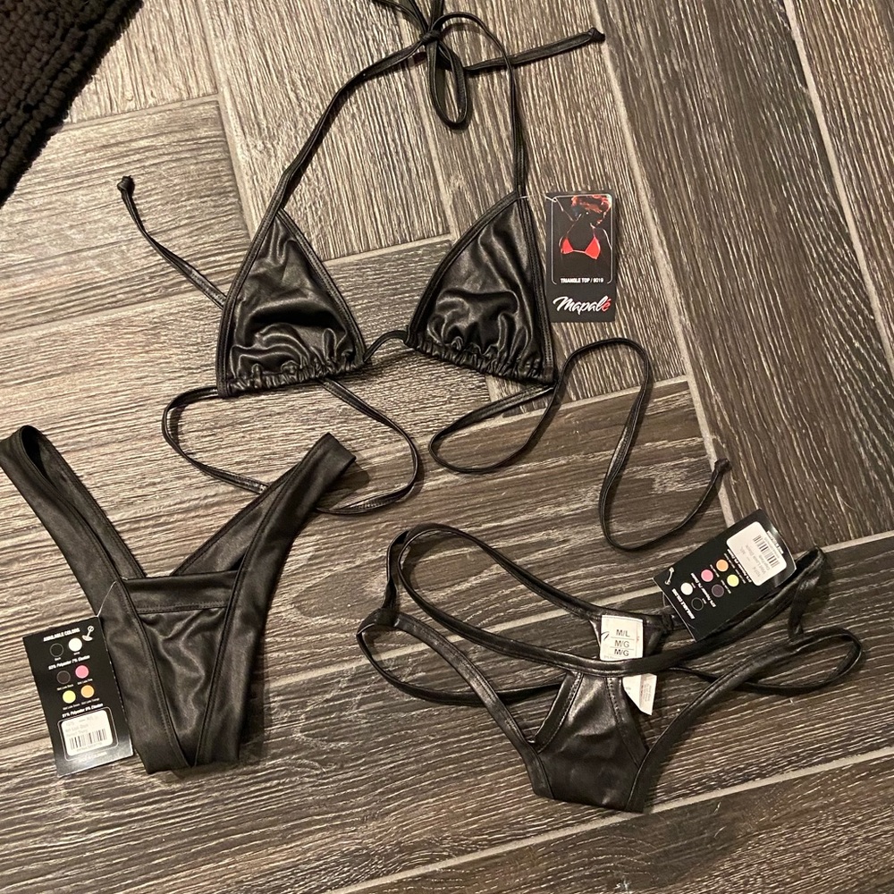 Mapale’ NWT Wet black look bikini or lingerie